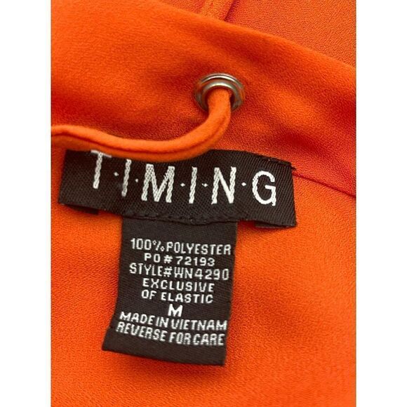 TIMING Orange Lace-Up Back Smocked Waist Blouse Size M - Picture 6 of 7